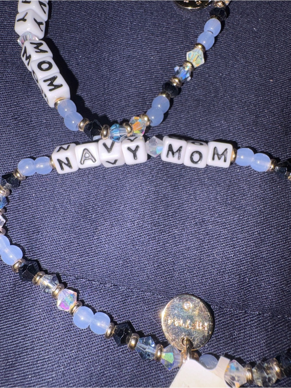 NAVY MOM Beaded Bracelet in Light Blue - Women’s Sentimental Jewelry
